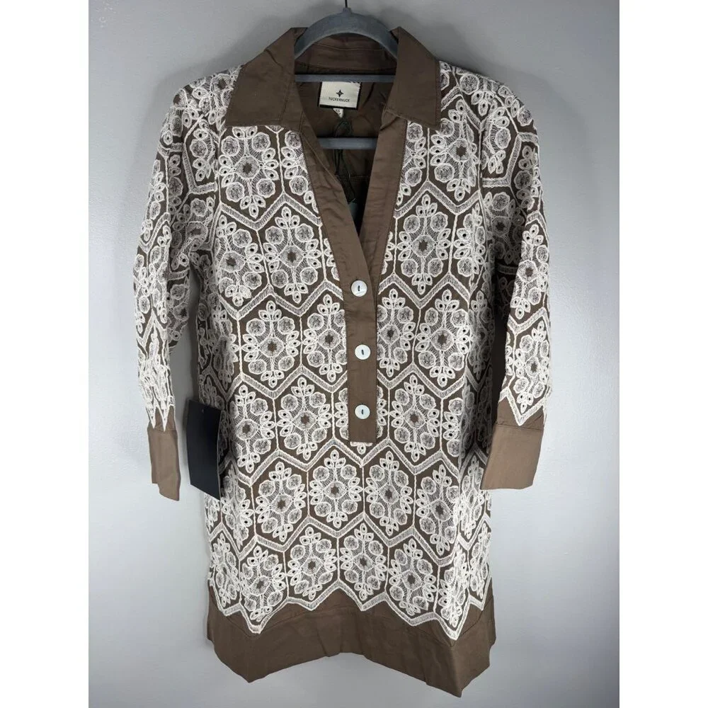 NWT Tuckernuck Mocha Mousse Lace Collier Dress Size XS - Picture 5 of 7